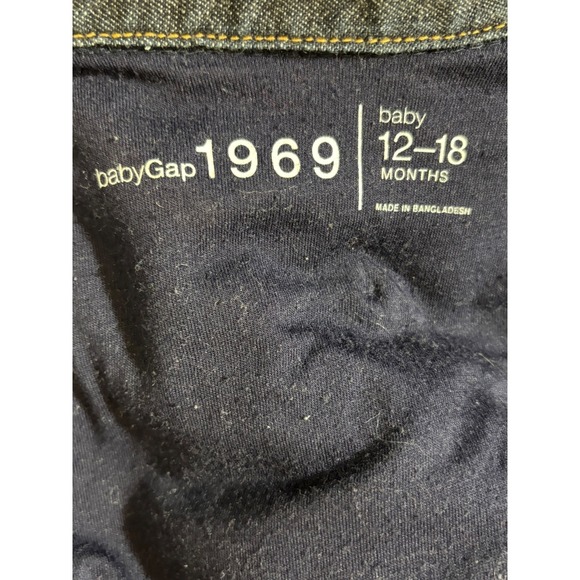Baby Gap‎ Denim Jacket Dark Wash Jean Coat Copper Buttons 12-18 Months Kids - Picture 2 of 9